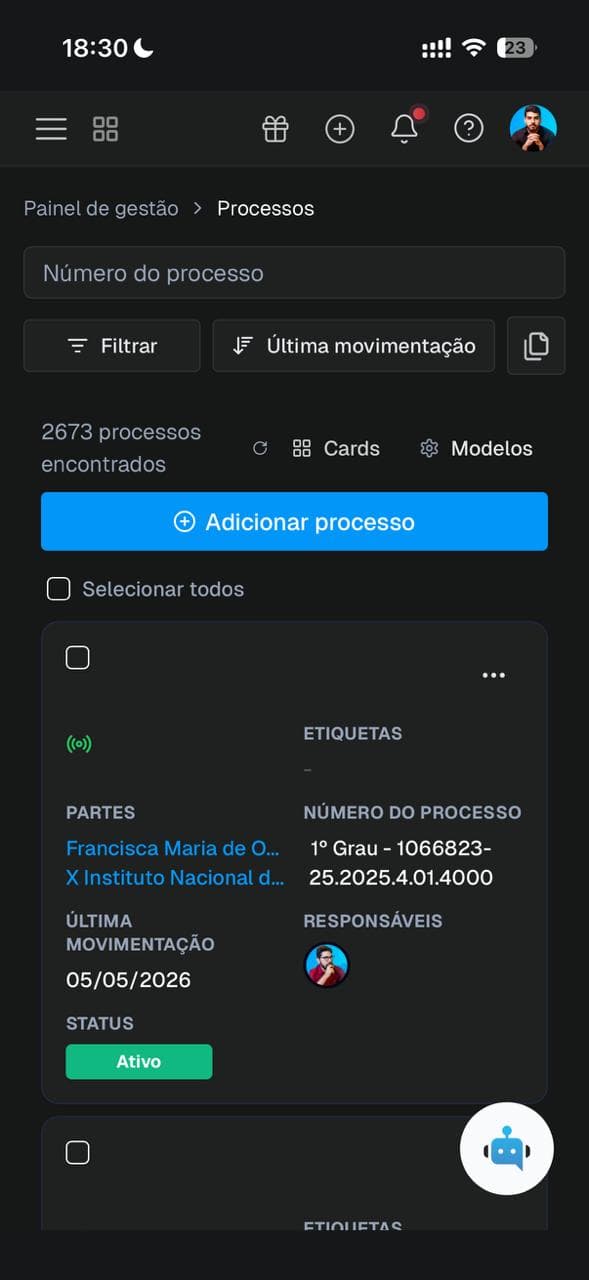 JuriChat App - menu principal